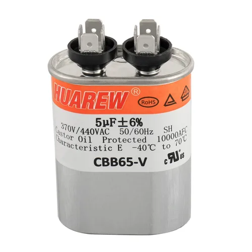 5 uF MFD ±6% 370/440 VAC CBB65 Condensador de arranque ovalado para arranque del ventilador y aire acondicionado o bomba de calor o funcionamiento