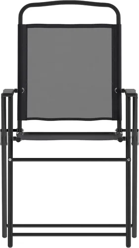 Miniatura 12 de Flash Furniture Mystic - Sillas plegables para patio, sillas de césped de textileno para exteriores con reposabrazos, juego de 2, color negro