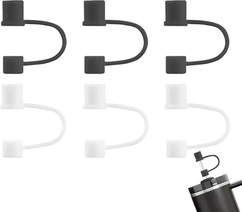 Miniatura 13 de Paquete de 6 Cubrepajitas, Adecuadas para Todas las Tazas con un Diámetro de Pajita de 0.31in/8mm, Tapas de Silicona a Prueba de Polvo