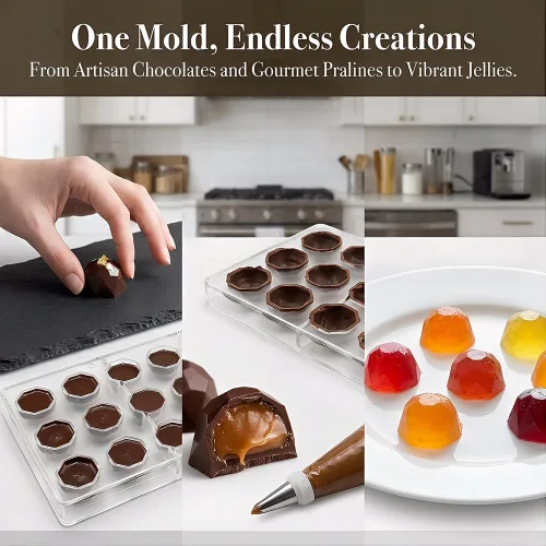 Miniatura 3 de Molde para hacer dulces, molde de policarbonato transparente para chocolate, molde para gelatina, bandeja de 21 piezas (molde de caramelo de fútbol)