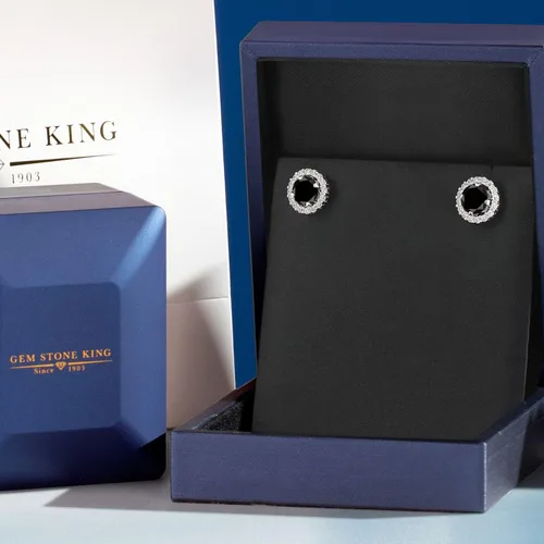 Miniatura 253 de Gem Stone King Aretes redondos de plata de ley 925 de 0.236 in con piedra natal extraíble para mujer