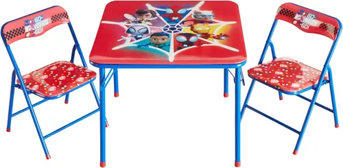 Miniatura 22 de Idea Nuova Juego de muebles de 3 piezas con 1 mesa cuadrada y 2 sillas plegables para niños, Strawberry Shortcake Tarta de Fresa