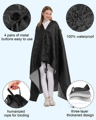 Miniatura 5 de Manta de campamento al aire libre, manta de forro polar impermeable para estadio con bolsa portátil, ligera para clima frío, deportes, mascotas