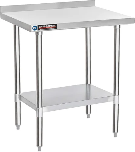 Miniatura 24 de DuraSteel Carrito de acero inoxidable NSF de 30 x 72 pulgadas, mesa de preparación de alimentos resistente con estante inferior, isla de cocina