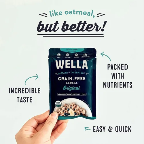 Miniatura 4 de Wella Cereal Avena Alternativa, Cereal Caliente para el Desayuno Sin Gluten, Sin Granos Paleo Orgánico Vegano Alto en Proteínas Superalimento a Base