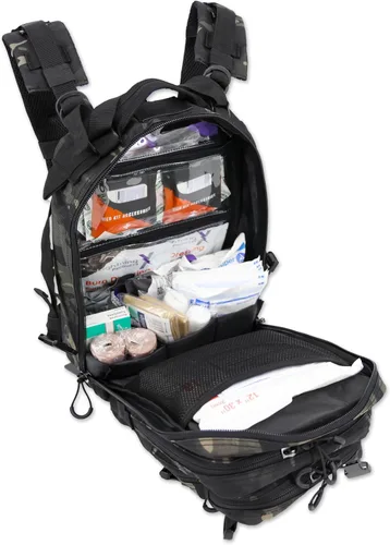 Miniatura 2 de Lightning X Mochila médica de primeros auxilios para trauma y hemorragia + kit (Camuflaje negro)