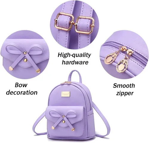 Miniatura 5 de Bonita mochila de piel con lazo para mujer
