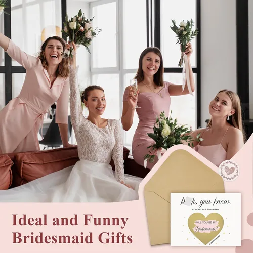 Miniatura 7 de 10 tarjetas para raspar propuestas de dama de honor, 6 damas de honor, 1 dama de honor, 1 matrona de honor, 2 niñas de flores. Regalos únicos