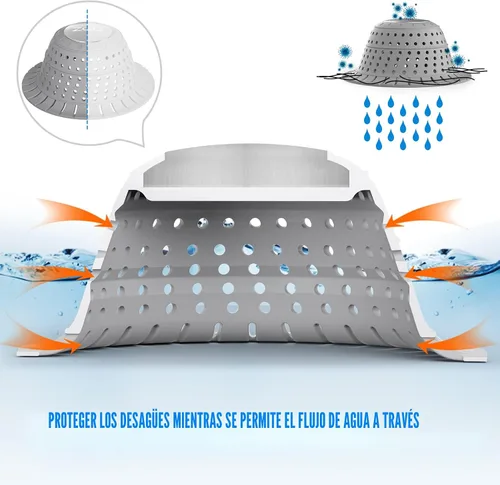 Miniatura 5 de zaa Atrapapelos para Desagüe de Ducha, Paquete de 2 Cubiertas de Desagüe de Bañera de Silicona Plegables Atrapapelos para Pelo de Perro y Protector