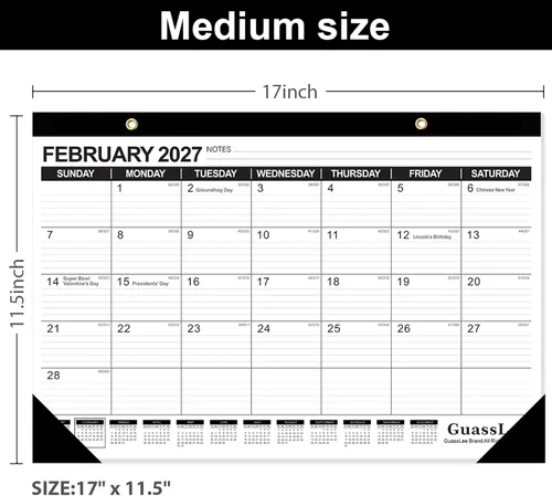 Miniatura 2 de GuassLee Calendario de escritorio 2026-2027 – Calendario de escritorio de 17 x 11.5 pulgadas, 18 meses, desde enero de 2026 hasta junio de 2027
