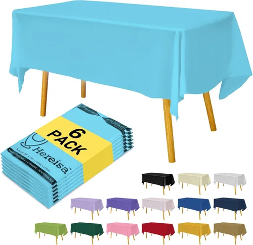 Miniatura 127 de Paquete de 3 manteles de plástico desechables de 54 x 108 pulgadas, manteles de color blanco hueso, manteles de fiesta nupcial para fiestas