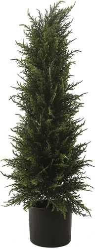 Árbol topiario de cedro de 2.75 pies para puerta de porche delantera, arbustos falsos, planta de ciprés de pino y cedro, árbol artificial en maceta