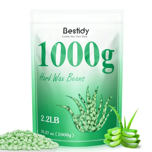Bestidy Perlas de cera dura para depilación – 35.27 oz de granos encerados para todas las áreas del cuerpo y bikini (verde)
