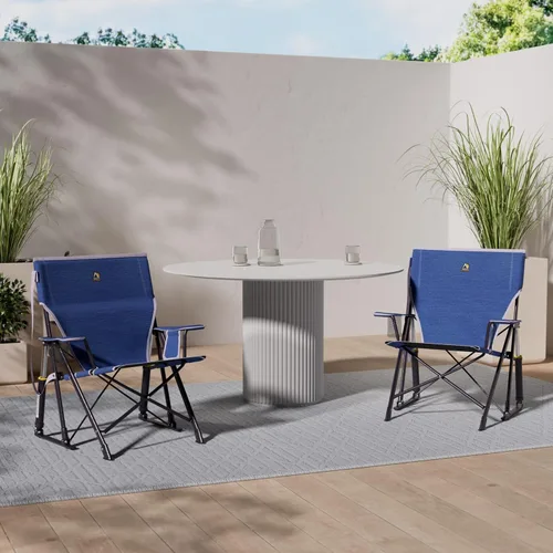 Miniatura 2 de GCI Outdoor Kickback Rocker Silla de Camping Silla Mecedora Plegable Portátil con Reposabrazos Duraderos, Portavasos y Asiento Bajo Relajado