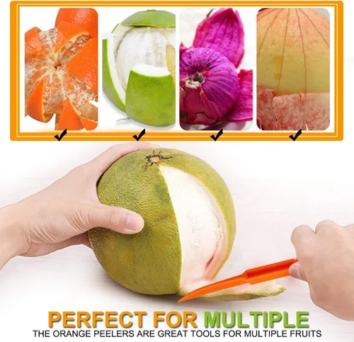 Miniatura 4 de Cortador de cáscara de cítricos de naranja, cortador de frutas de plástico, removedor de abridor de limón, herramientas de frutas y verduras, Verde