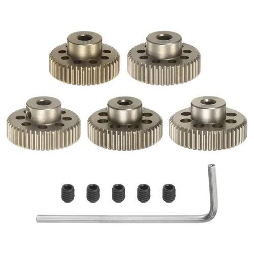 uxcell Juego de engranajes de piñón 64P 0.125 in (1/8") eje 41T 42T 43T 44T 45T engranajes de motor de aleación de aluminio con paso para 1/10 RC