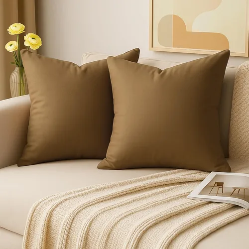Miniatura 13 de Thmyo - Paquete de 2 fundas de almohada de algodón sólido decorativas cuadradas, fundas de almohada DIY, fundas de almohada en blanco