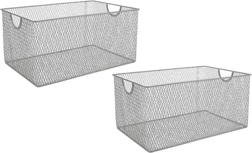 Miniatura 7 de YBM Home Organizador de despensa de cocina, cesta de alambre para estantes, armarios, despensa, encimera, cesta de almacenamiento abierta de malla