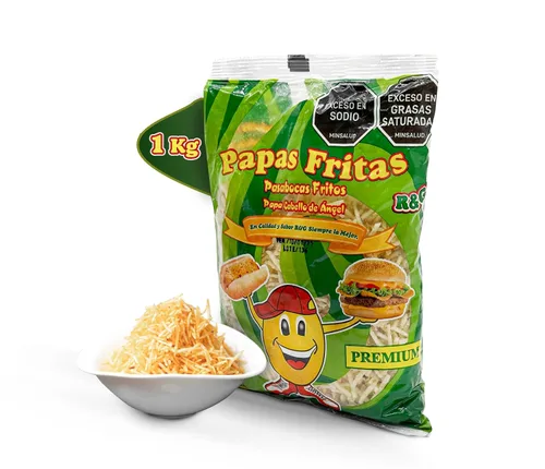 R&G Patatas fritas Angel Hair - Bocadillo crujiente con sabor prémium - Bolsa de patatas fritas tamaño fiesta de 2.2 lbs - Comidas y alimentos
