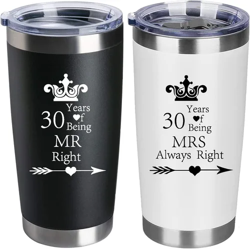 Miniatura 9 de Juego de 2 vasos de compromiso de boda, aniversario para parejas, padres, acero inoxidable, doble pared, con aislamiento para automóvil, taza