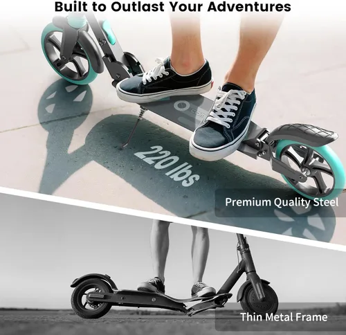 Miniatura 5 de Patinete para niños de 5 a 12 años, adolescentes, patinete plegable ligero para adultos con ruedas de 8 pulgadas, carga máxima 240 LBS, regalo