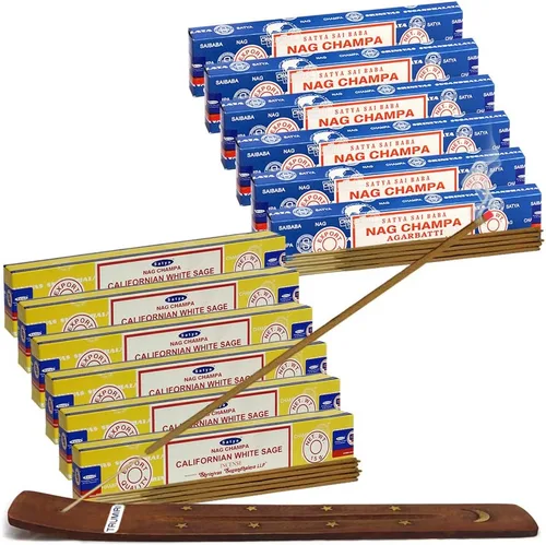 Miniatura 15 de Varillas de incienso de Sangre de Dragón y Palo Santo con soporte, paquete de variedad de la marca House of Nag Champa y Trumiri