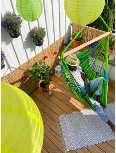 Miniatura 6 de LA SIESTA® - Hamaca grande y cómoda Domingo - Silla hamaca colgante resistente a la intemperie y al desgarro - Silla hamaca para interiores y Lima
