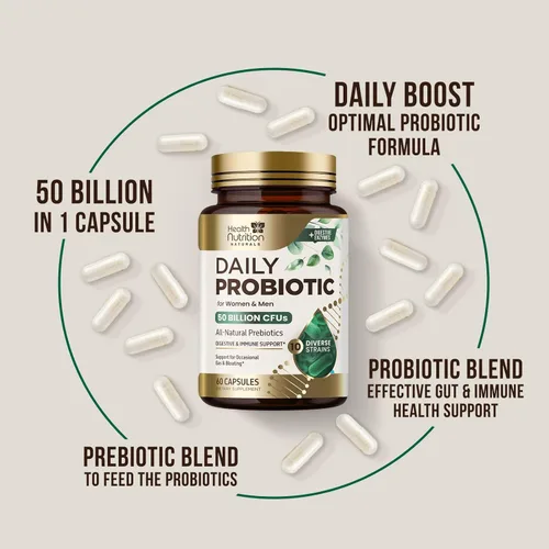 Miniatura 7 de Probióticos 50 mil millones de UFC por porción – 10 cepas + prebióticos – Salud digestiva, intestinal e inmunitario – Apoyo ocasional