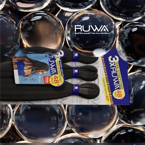 Miniatura 12 de Sensationnel Ruwa - Cabello trenzado preestirado, 3 x 48 pulgadas, repelente al agua, kanekalon, de secado rápido, sintético, sin picazón