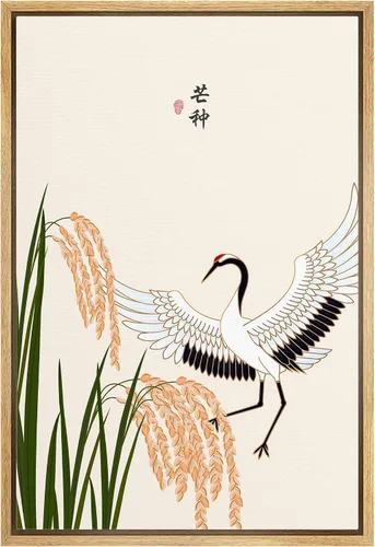 Miniatura 23 de NWT Impresión en lienzo enmarcado para pared, acuarela, grullas, pájaros volando, naturaleza salvaje, ilustraciones de arte moderno decorativo