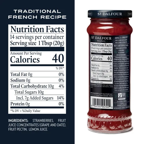 Miniatura 2 de St. Dalfour Untable de fruta de fresa – 10 oz – 100% de fruta, sin ingredientes artificiales, sin OMG, sin azúcar de caña, todo natural, fabricado