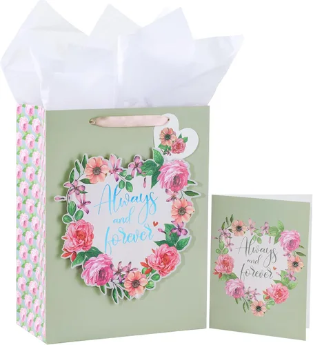Miniatura 8 de WRAPAHOLIC Bolsa de regalo de boda grande de 13" con tarjeta y papel de seda - Copa de champán y Cheers
