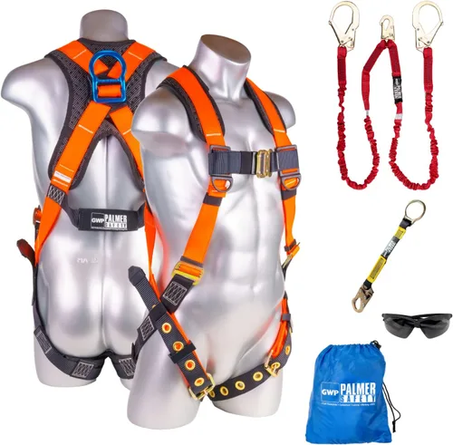 Miniatura 13 de Palmer Safety Kit de arnés de seguridad para protección contra caídas I Arnés de construcción + varios cordones + extensor de anillo en D