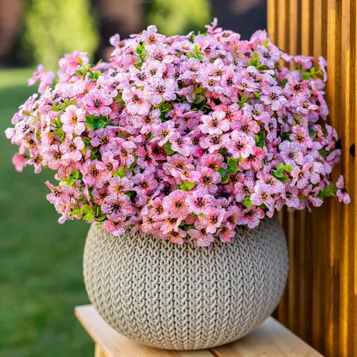 Miniatura 8 de AXYLEX Flores artificiales para exteriores, plantas falsas, 16 paquetes de madera de boj de vegetación sintética para exteriores, arbustos de Rosa
