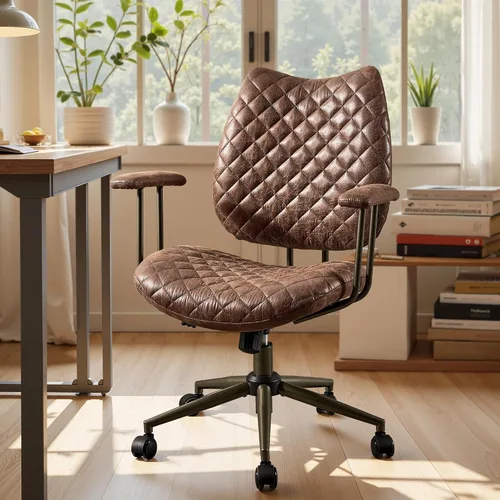 Miniatura 27 de Silla ergonómica de escritorio de oficina en casa, silla giratoria de 360° con inclinación y altura ajustable con cojín grueso y reposabrazos
