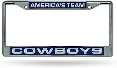 Rico Industries NFL - Marco cromado de fútbol de 12 x 6 pulgadas, corte láser, accesorio para automóvil, camión, SUV