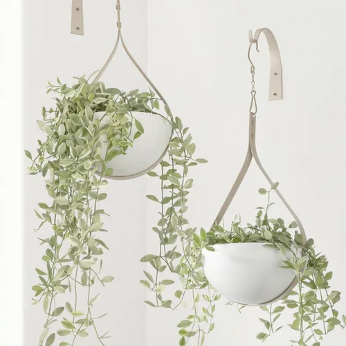 Miniatura 9 de Hajia Maceta colgante en forma de gota de agua, colgador de plantas de metal con maceta no desmontable, soporte para plantas colgantes