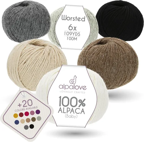 Miniatura 47 de Set de Lana Abultada (6 x 50 g) Súper Suave de Alpaca Bebé para Tejer Antracita 300 Metros