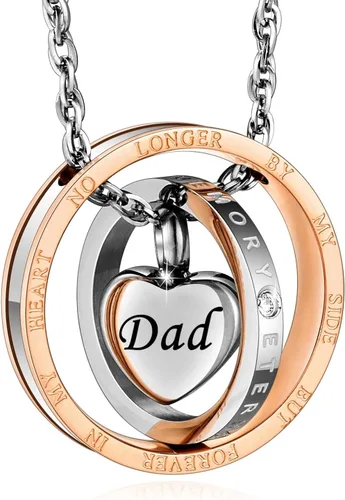 Miniatura 33 de XIUDA Collar de urna de cremación para cenizas, recuerdo tallado con recuerdo eterno de acero inoxidable, joyería conmemorativa para cenizas