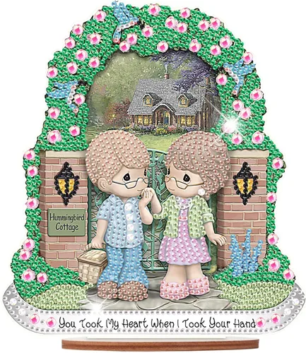 Miniatura 19 de Kits de adornos de escritorio de pintura de diamante para adultos, ángel mamá, sosteniendo bebé, arte de diamante por números, decoraciones