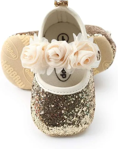 Miniatura 4 de KIDSUN Zapatos Mary Jane para bebés y niñas, suela de goma antideslizante, zapatillas de ballet para vestido de princesa, zapatos de boda, zapatos