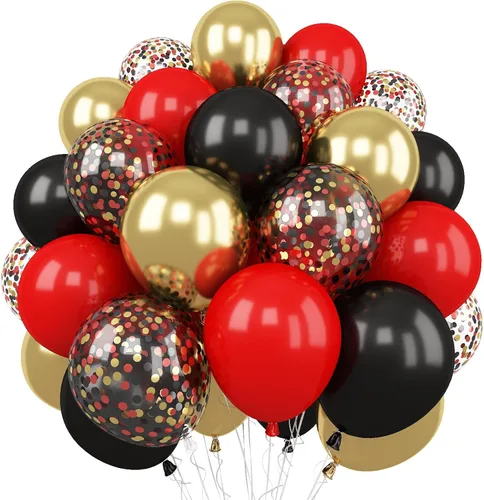 Miniatura 20 de Set de globos azul polvo, 60 paquetes de 12 pulgadas de globos metálicos dorados cromados, azul macarrón, azul océano, blanco arena, confeti