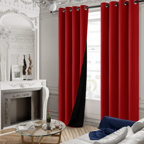 Miniatura 127 de Deconovo Cortinas opacas 100% con forro negro, cortinas con ojales aisladas térmicamente que reducen el ruido, doble capa para oscurecer