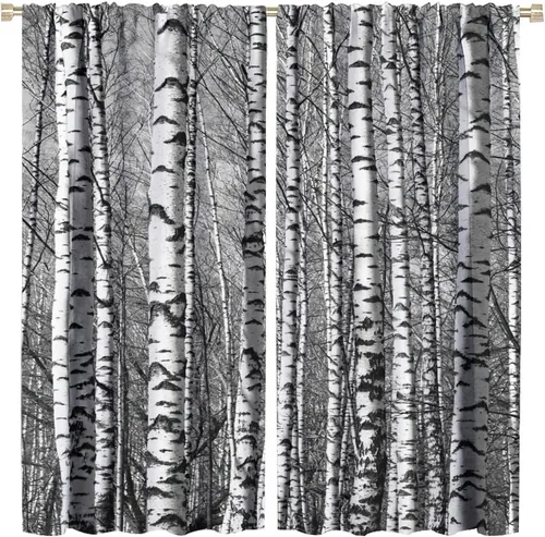 Miniatura 40 de Cortinas de abedul para sala de estar, niebla matutina en otoño, decoración del hogar, 42 x 45 pulgadas de largo