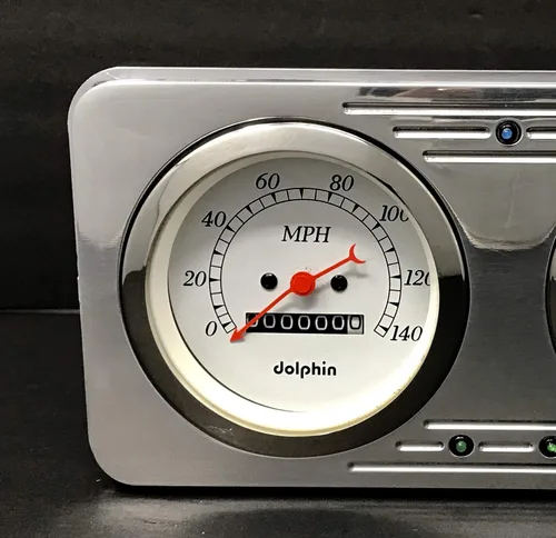 Miniatura 2 de 1946 Willys 2 Gauge Dash Panel Inserto 3 3/8" Quad Style Mecánico Blanco