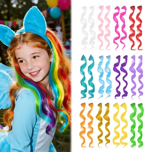 Miniatura 11 de Dreamlover Extensiones de cabello con brillantina para niñas, accesorios para el cabello para mujeres, 24 piezas
