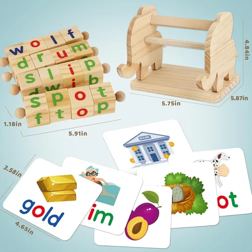 Miniatura 3 de ShyLizard Juguetes Montessori de Aprendizaje y Educación para Niños de 3, 4 y 5 Años, Juguetes de Bloques de Lectura de Madera, Actividades