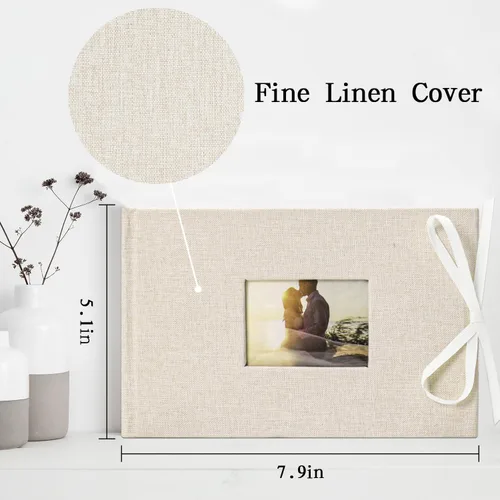 Miniatura 5 de Álbum de fotos Vienrose 4x6 con 50 bolsillos, cubierta de lino con áreas de notas, libro de fotos mini, libro de fotos con inserción para boda