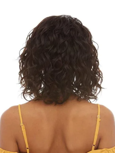 Miniatura 3 de AZUL peluca de color marrón oscuro natural – elegante pelucas longitud de hombro ondulado brasileño cabello humano encaje frente afroamericano media