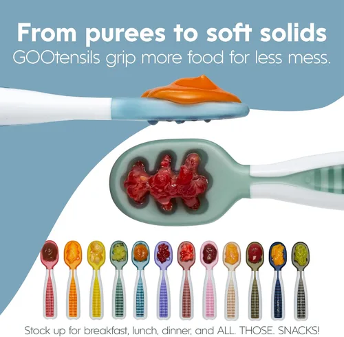 Miniatura 5 de NumNum Juego de Cucharas para Bebé, Baby Essentials Pre-Cuchara GOOtensils para 6+ Meses, Cucharas de Autoalimentación de Primera Etapa para Destete